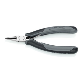 Knipex Elektronik-Greifzange ESD spiegel mit Mehrkomponenten-Hüllen und runden Backen 115mm