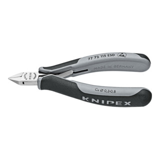 Knipex Elektronik-Seitenschneider ESD mit Mehrkomponenten-Hüllen 115mm nicht für mittelharten Draht