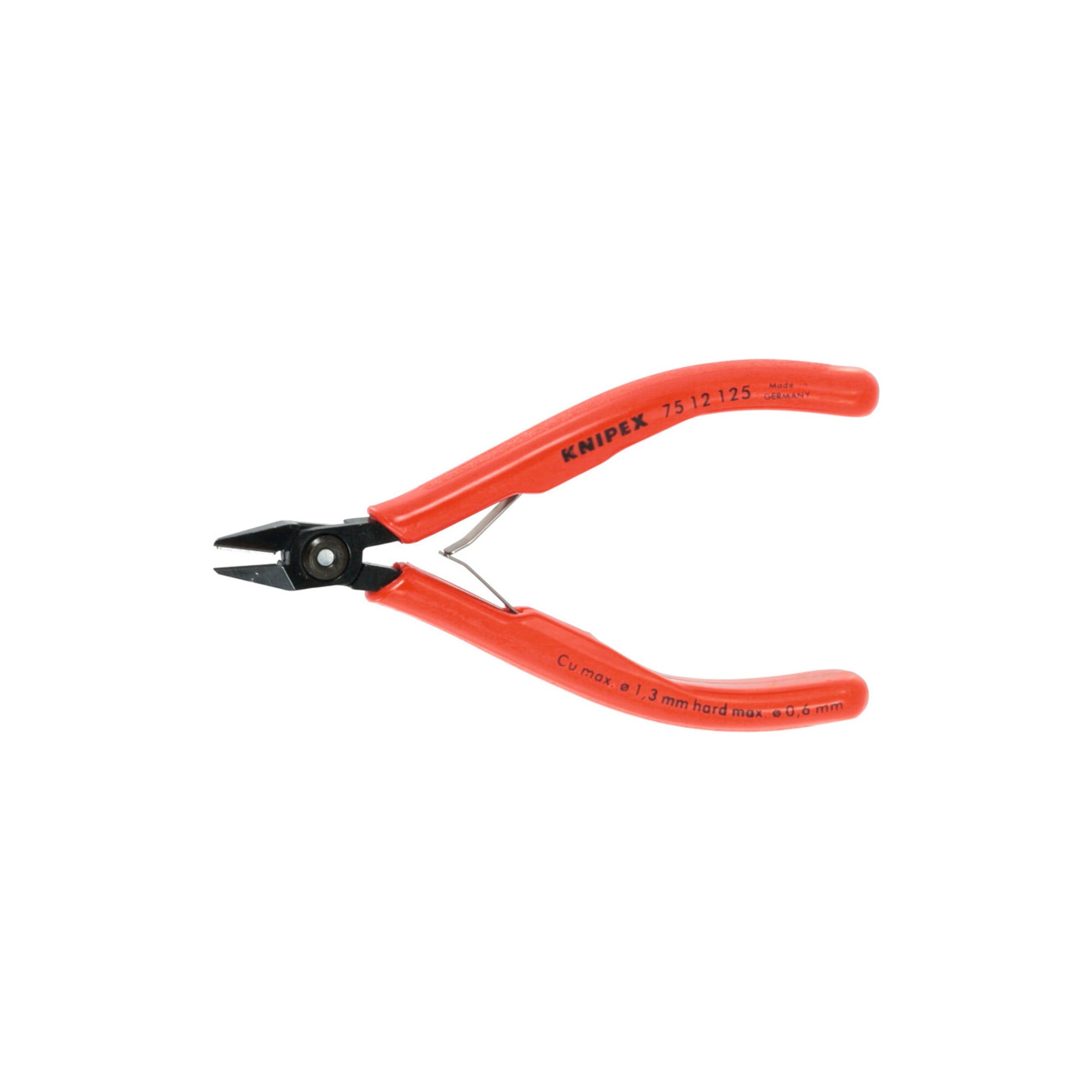 Knipex Elektronik-Seitenschneider, spitzer Kopf mit Drahthalter 125H mm