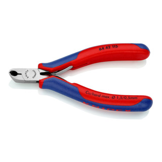 Knipex Elektronik-Vornschrägschneider mit Mehrkomponenten-Hüllen 115mm kurzer Kopf mit kleiner Facette