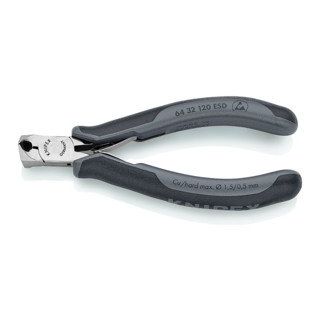 Knipex Elektronik-Vornschrägschneider mit Mehrkomponenten-Hüllen 120mm mit kleiner Facette ESD