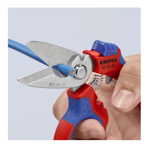 KNIPEX Forbice per elettricisti con impugnatura bicomponente e spellafili, Lung. complessiva: 160mm
