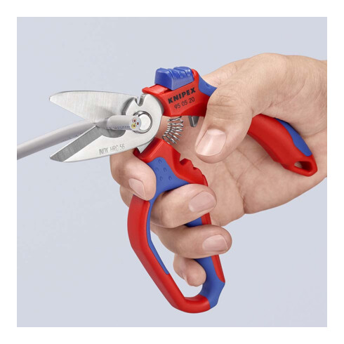KNIPEX Forbice per elettricisti con impugnatura bicomponente e spellafili, Lung. complessiva: 160mm