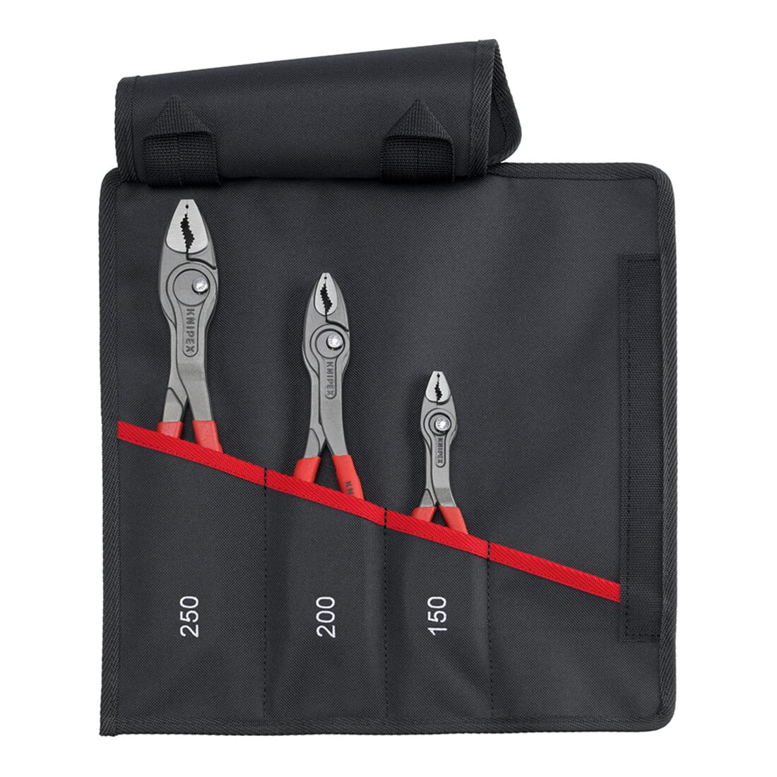 Knipex Jeu de pinces à prise frontale 3 pcs 150/200/250 mm avec sacoche rouleau Poignées plastique