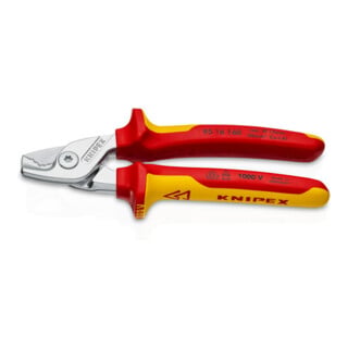 KNIPEX Kabelschaar klein met 2K-handgrepen VDE-geïsoleerd, volle lengte: 160 mm