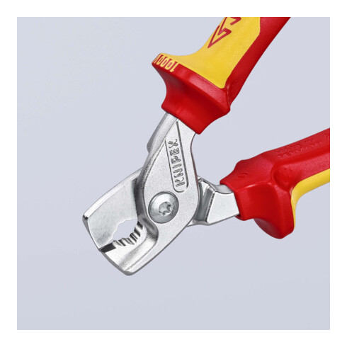 KNIPEX Kabelschaar klein met 2K-handgrepen VDE-geïsoleerd, volle lengte: 160 mm