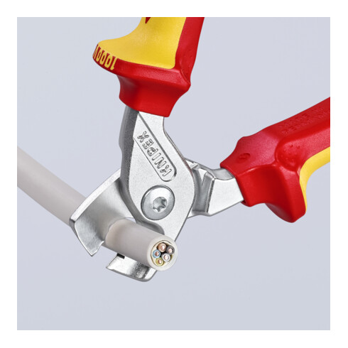 KNIPEX Kabelschaar klein met 2K-handgrepen VDE-geïsoleerd, volle lengte: 160 mm