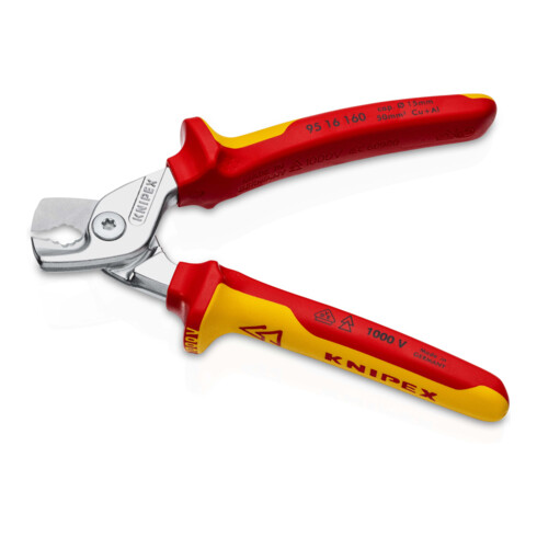 KNIPEX Kabelschaar klein met 2K-handgrepen VDE-geïsoleerd, volle lengte: 160 mm