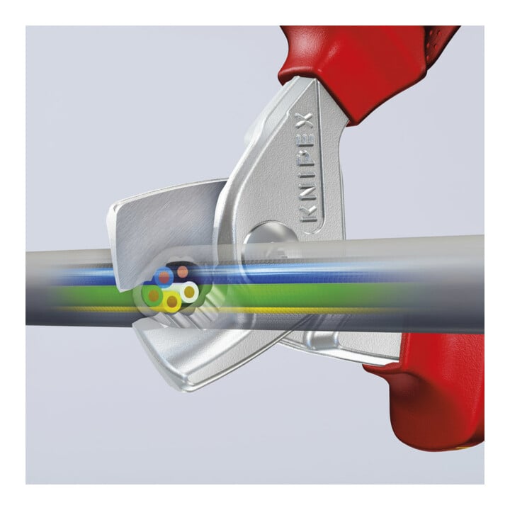 KNIPEX Kabelschaar klein met 2K-handgrepen VDE-geïsoleerd, volle lengte: 160 mm