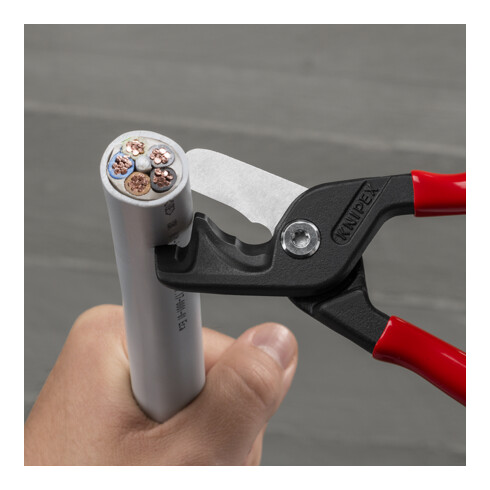 KNIPEX 95 11 225 StepCut® XL Kabelschere mit Stufenschnitt mit Kunststoff überzogen brüniert 225 mm