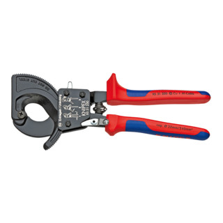 Knipex Kabelschneider Ratschenprinzip schwarz lackiert mit Mehrkomponenten-Hüllen 250mm
