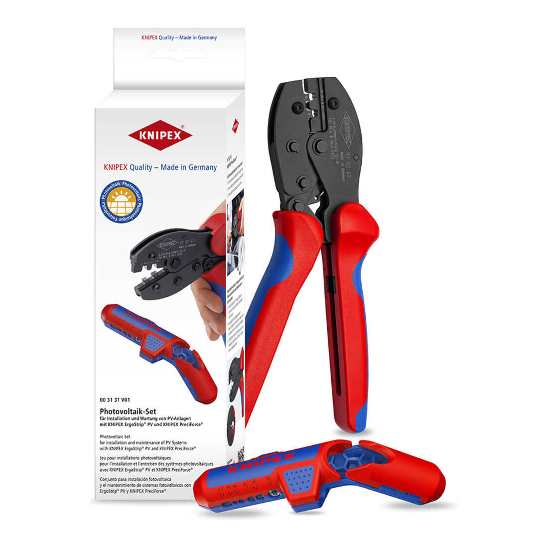 KNIPEX Kit d'installation photovoltaïque 00 31 31 V01 SB avec ErgoStrip® PV et KNIPEX PreciForce® 53 mm