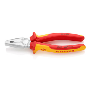 Knipex Kombizange verchromt isoliert mit Mehrkomponenten-Hüllen, VDE-geprüft