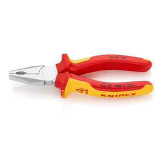 Knipex Kombizange verchromt isoliert mit Mehrkomponenten-Hüllen, VDE-geprüft