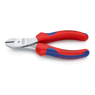 Knipex Kraft-Seitenschneider verchromt mit Mehrkomponenten-Hüllen 140mm