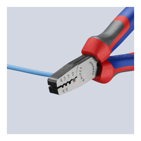 KNIPEX krimptang gepolijst met meer-component hulzen 145mm voor adereindhulzen 0,25 - 25mm²