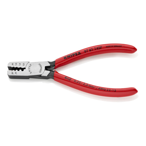 KNIPEX krimptang gepolijst met openingsveer en kunststof bekleed 145mm voor adereindhulzen 0.25 - 2.5mm²