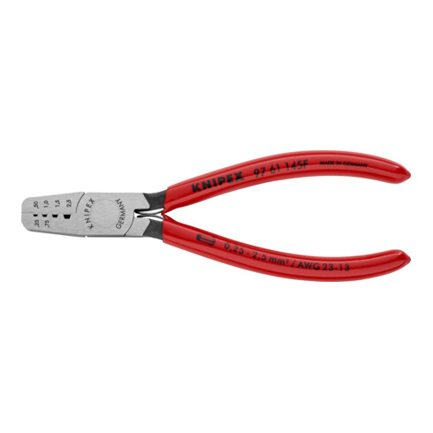 KNIPEX krimptang gepolijst met openingsveer en kunststof bekleed 145mm voor adereindhulzen 0.25 - 2.5mm²