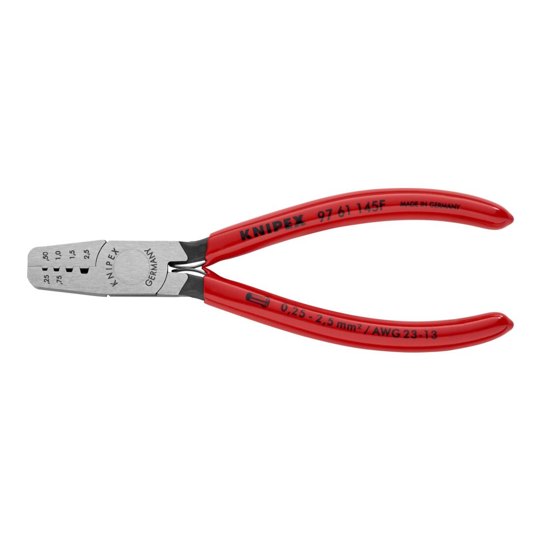 KNIPEX krimptang gepolijst met openingsveer en kunststof bekleed 145mm voor adereindhulzen 0.25 - 2.5mm²