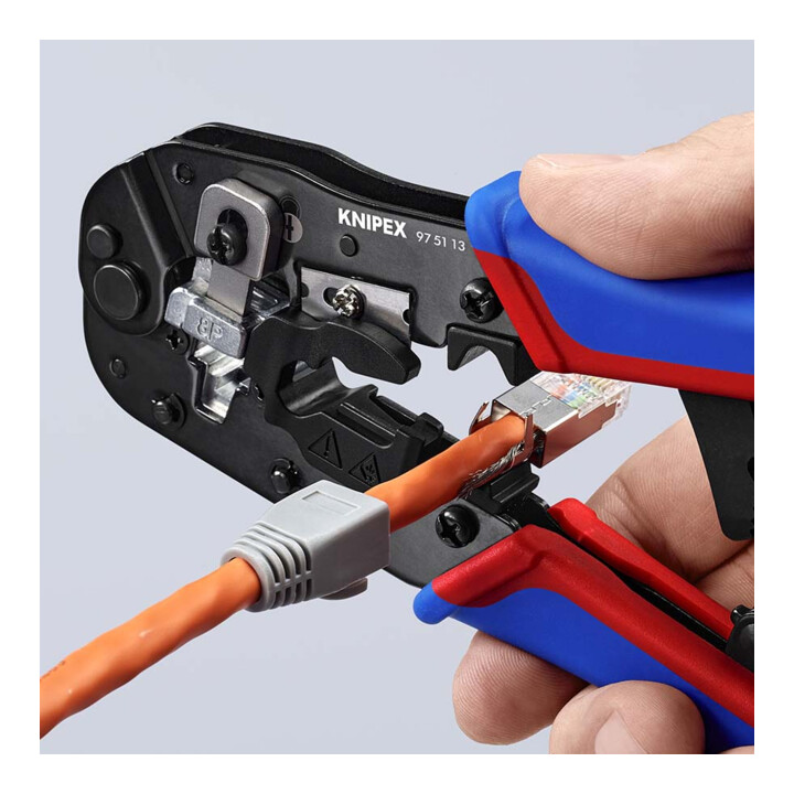 KNIPEX Krimptang voor RJ45 Westernstekkers met meercomponentenhandgrepen, bruin 190 mm