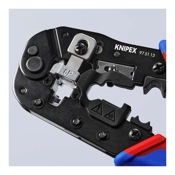 KNIPEX Krimptang voor RJ45 Westernstekkers met meercomponentenhandvat, bruin 190 mm 97 51 13 SB