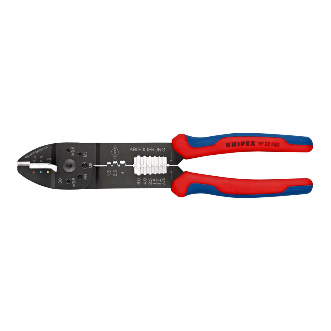 KNIPEX krimptang zwart gelakt met meer-component hulzen 240mm capaciteit 0,5-6mm²