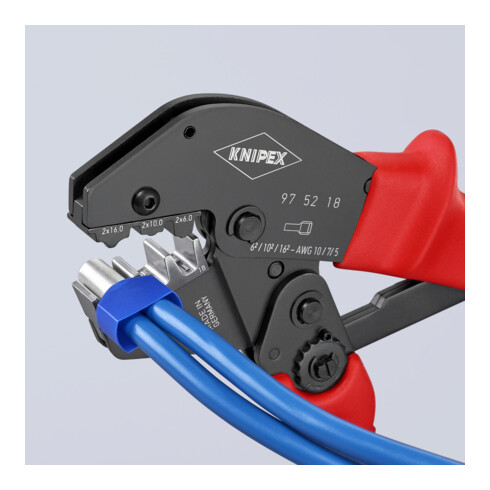 KNIPEX krimptangen ook voor tweehandig gebruik bekleed met slipvaste kunststof gebruineerd 250 mm