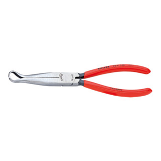 Knipex Mechanikerzange schwarz atramentiert mit Kunststoff überzogen und flach-runden Backen 200mm 45° gewinkelt