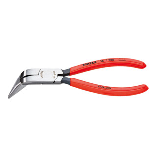 Knipex Mechanikerzange schwarz atramentiert mit Kunststoff überzogen und flach-runden Backen 200mm 70° gewinkelt