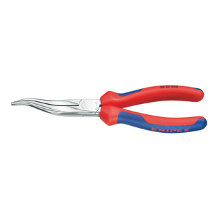 Knipex Mechanikerzange verchromt mit Mehrkomponenten-Hüllen und flach-runden Backen 200mm gekröpft