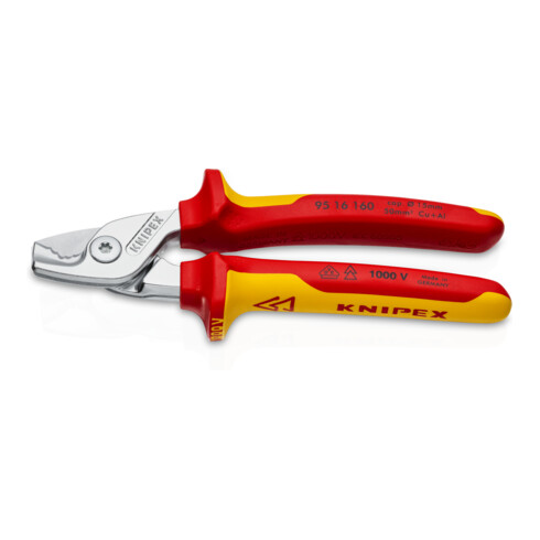 Knipex Petit coupe-câbles avec gaine bimatière Isolation VDE, Longueur totale: 160 mm