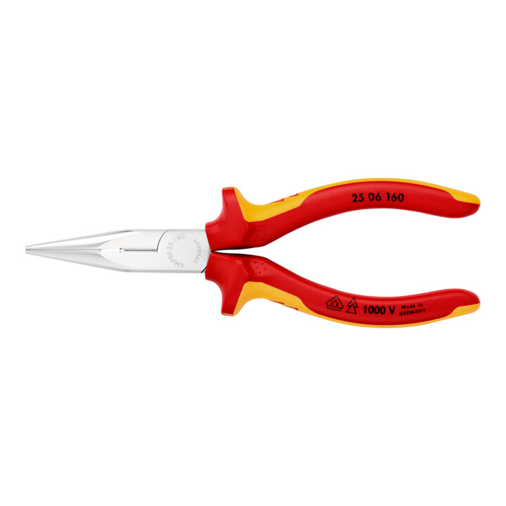 KNIPEX Pince à becs demi-ronds, droite isolée suivant VDE 160 mm