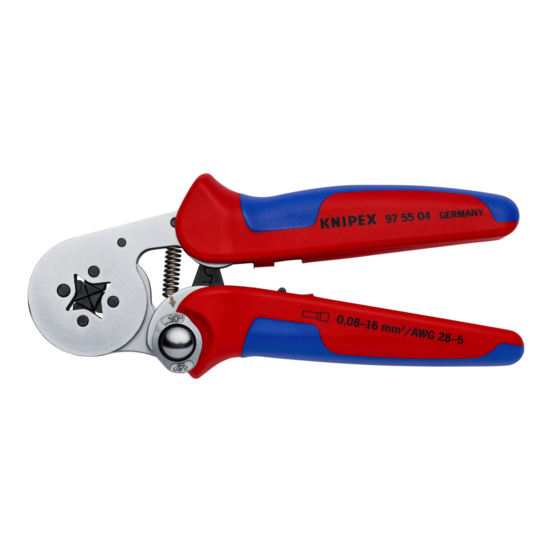 KNIPEX Pince à sertir auto-ajustable pour embouts à fourche 180 mm, manche bi-matière chromé