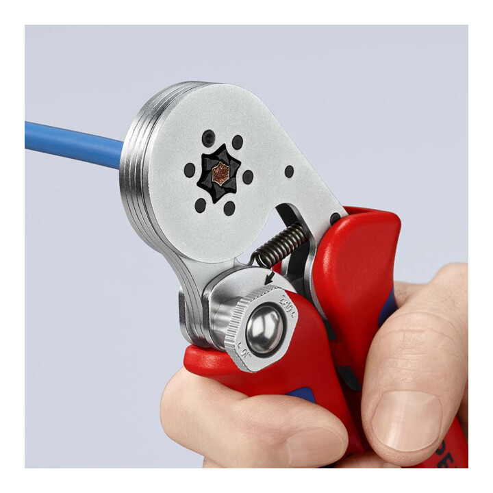 KNIPEX Pince à sertir auto-ajustable pour embouts de câble à entrée latérale, manches multicouches chromés 180 mm