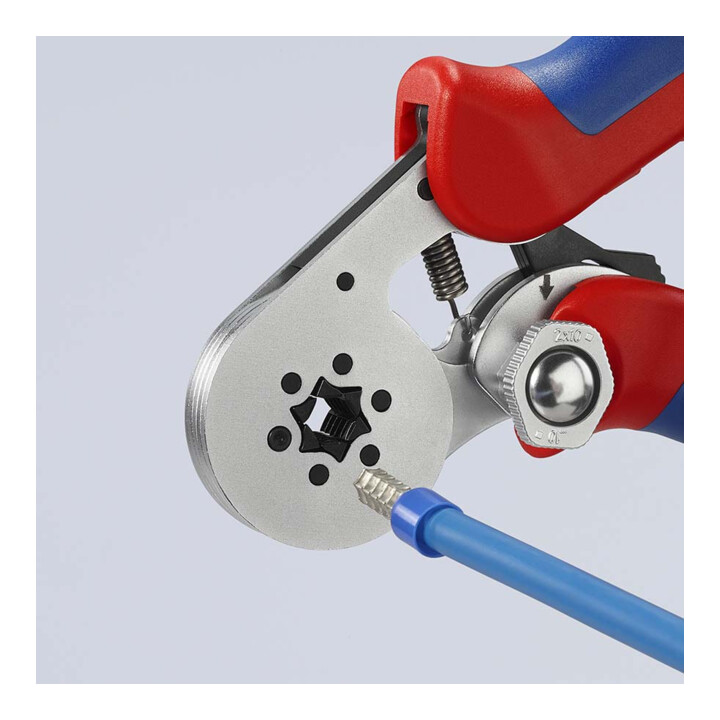 KNIPEX Pince à sertir auto-ajustable pour embouts de câble à entrée latérale, manches multicouches chromés 180 mm