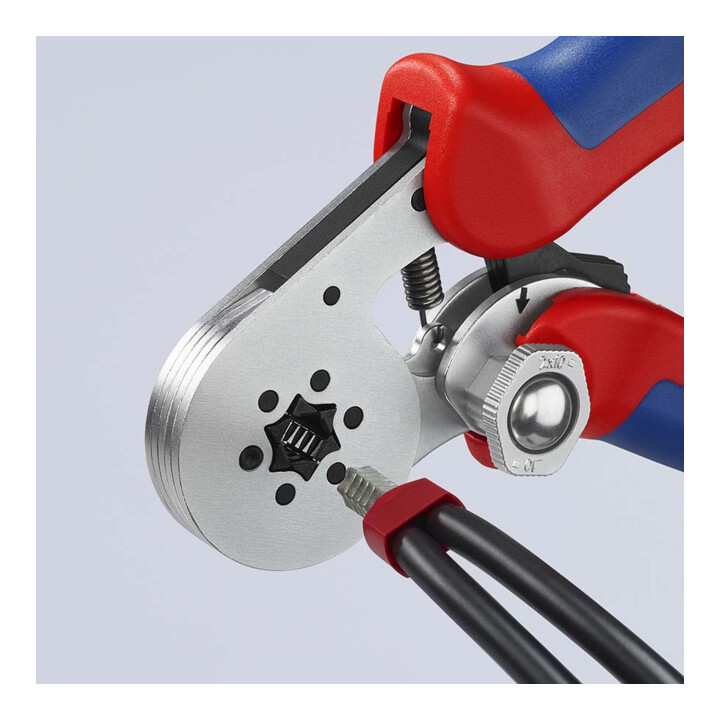 KNIPEX Pince à sertir auto-ajustable pour embouts de câble à entrée latérale, manches multicouches chromés 180 mm