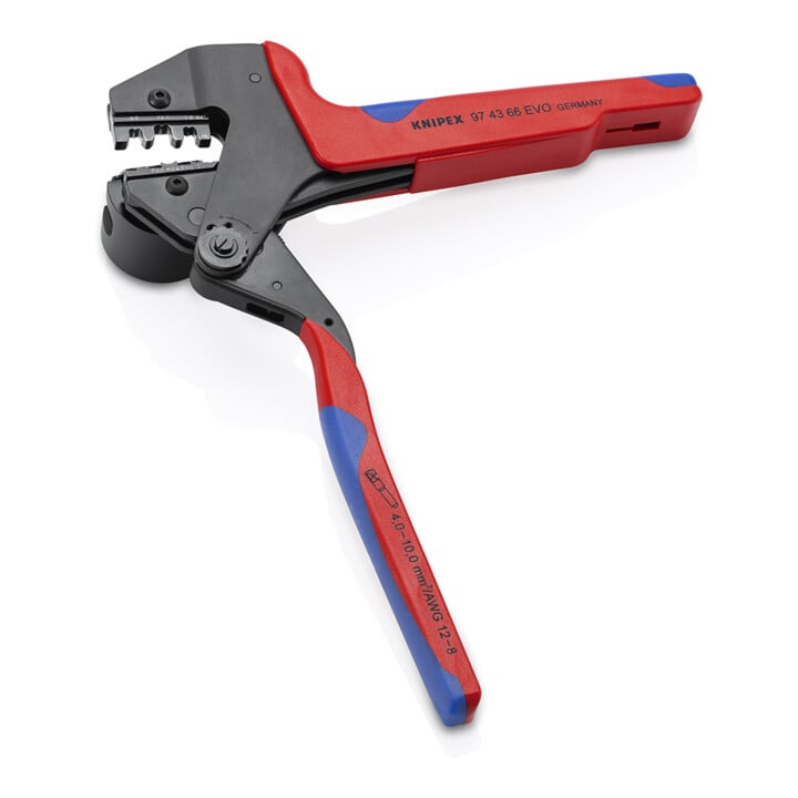 KNIPEX Pince à sertir EVO 97 43 66 pour inserts interchangeables, manches bi-matière, brunie 200 mm
