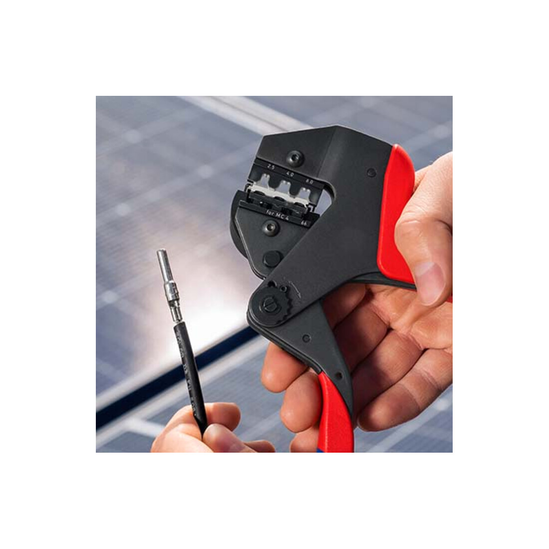 KNIPEX Pince à sertir EVO 97 43 66 pour inserts interchangeables, manches bi-matière, brunie 200 mm
