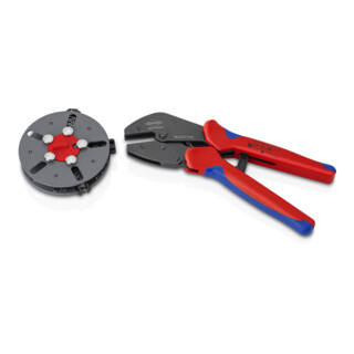 KNIPEX Pince à sertir MultiCrimp® avec magasin interchangeable, manches bi-matière brunies 250 mm