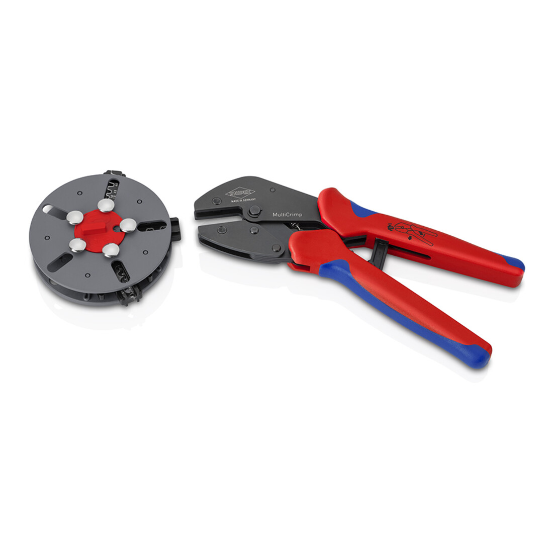 KNIPEX Pince à sertir MultiCrimp® avec magasin interchangeable, manches bi-matière brunies 250 mm
