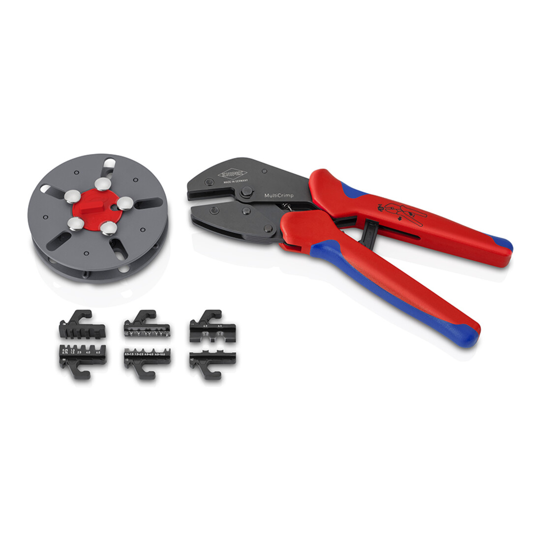KNIPEX Pince à sertir MultiCrimp® avec magasin interchangeable, manches bi-matière brunies 250 mm