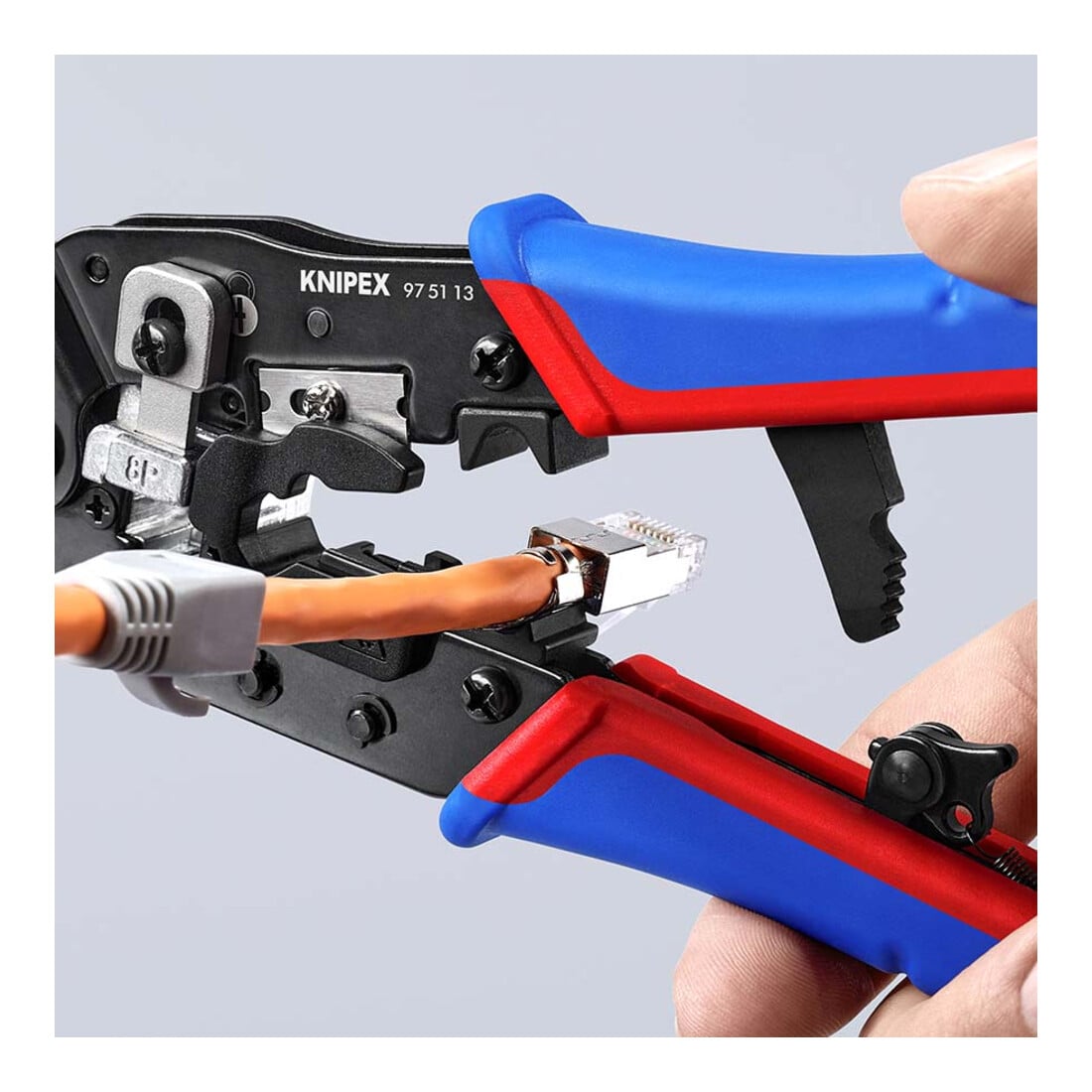 KNIPEX Pince à sertir pour connecteurs RJ45, manches bi-matière, brunie 190 mm