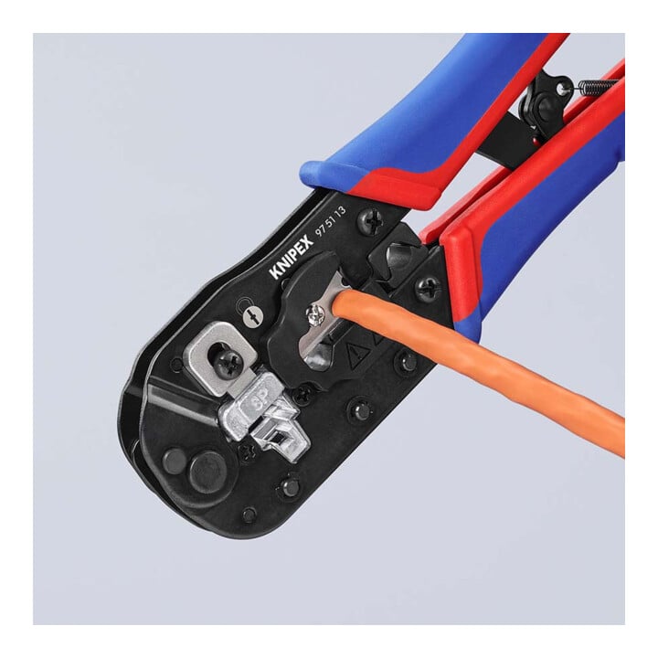 KNIPEX Pince à sertir pour connecteurs RJ45, manches bi-matière, brunie 190 mm
