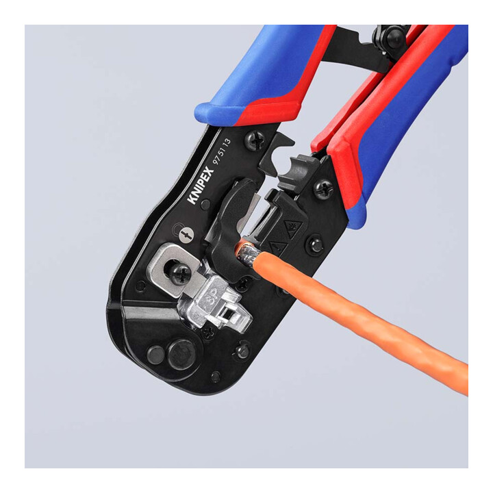 KNIPEX Pince à sertir pour connecteurs RJ45, manches bi-matière, brunie 190 mm