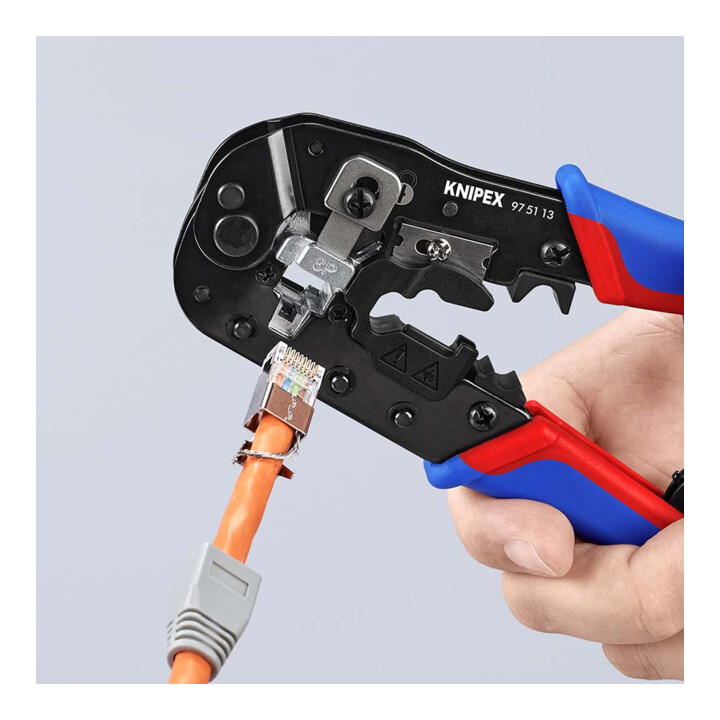 KNIPEX Pince à sertir pour connecteurs RJ45, manches bi-matière, brunie 190 mm