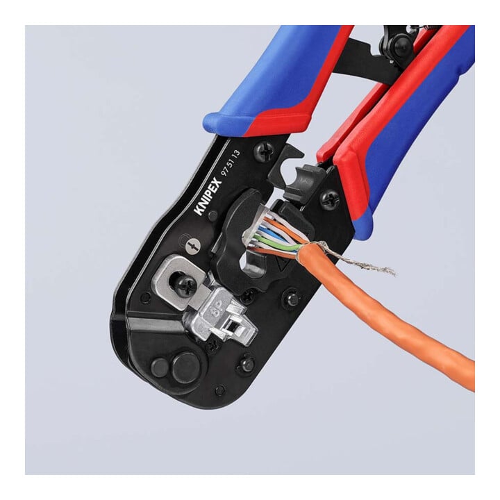 KNIPEX Pince à sertir RJ45 avec gaines multicomposants brunie 190 mm 97 51 13 SB