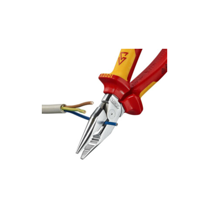 KNIPEX Pince combinée pointue VDE chromée avec poignées multicouches 185 mm
