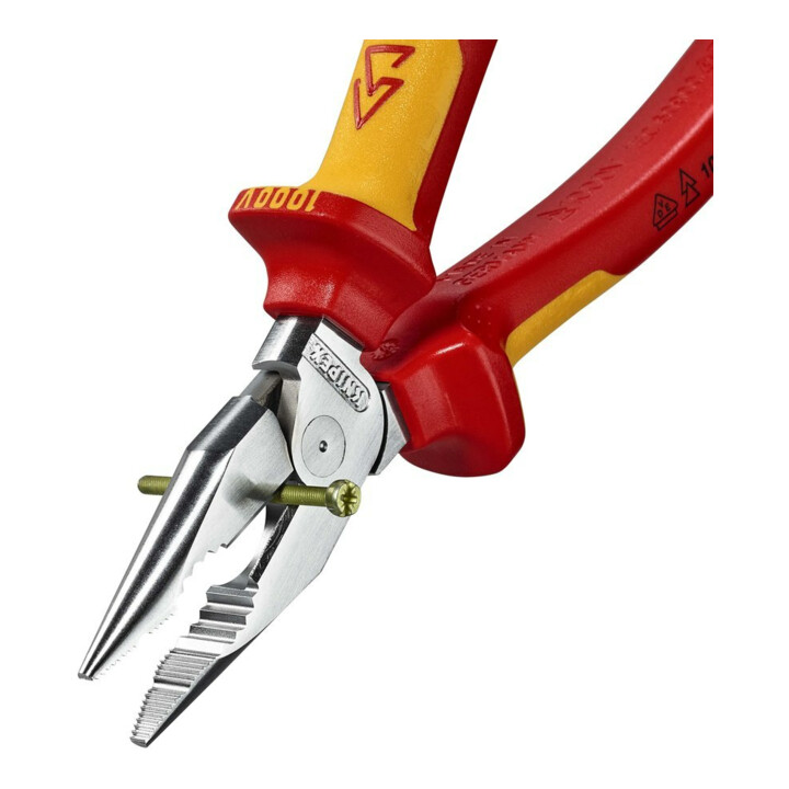 KNIPEX Pince combinée pointue VDE chromée avec poignées multicouches 185 mm