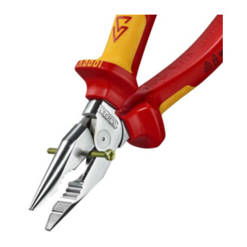 KNIPEX Pince combinée pointue VDE chromée avec poignées multicouches 185 mm