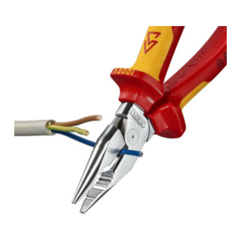 KNIPEX Pince combinée pointue VDE chromée avec poignées multicouches 185 mm